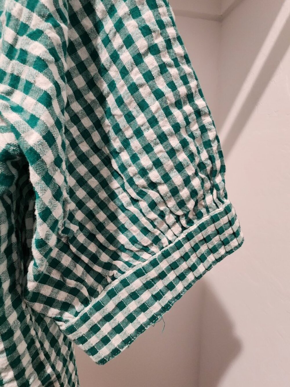 UK 10 / US 6 Brora Green Gingham Cotton Blouse Women's Cottagecore Preppy - Picture 8 of 10